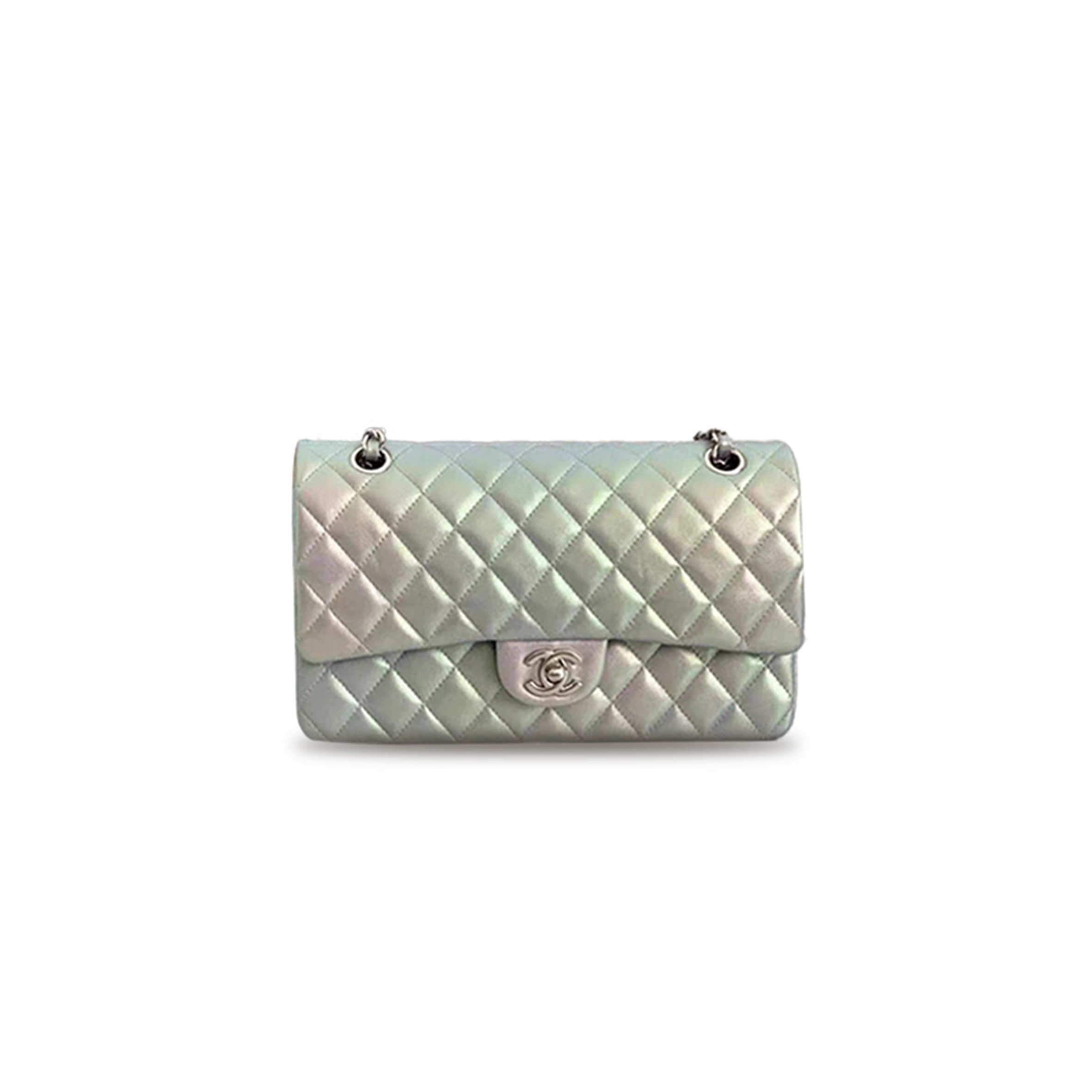 Ch*el classic iridescent lambskin double flap shoulder bag (25*15*6cm)